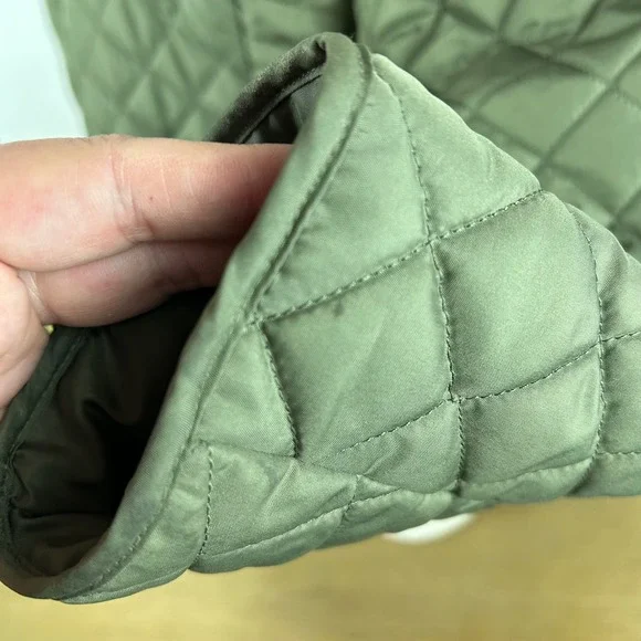 Tommy Hilfiger Olive Green Quilted Jacket Women's Size Large Padded Coat - Picture 10 of 10